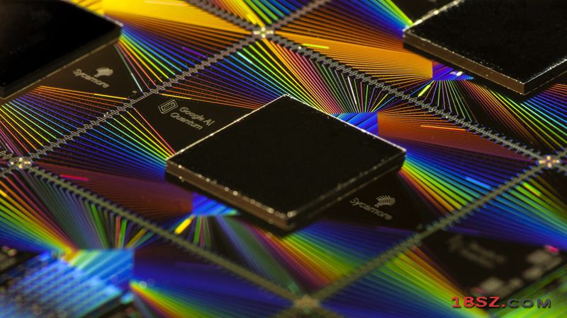 谷歌公司量子处理器上的芯片阵列。图片来源：美国《科学》杂志官网
